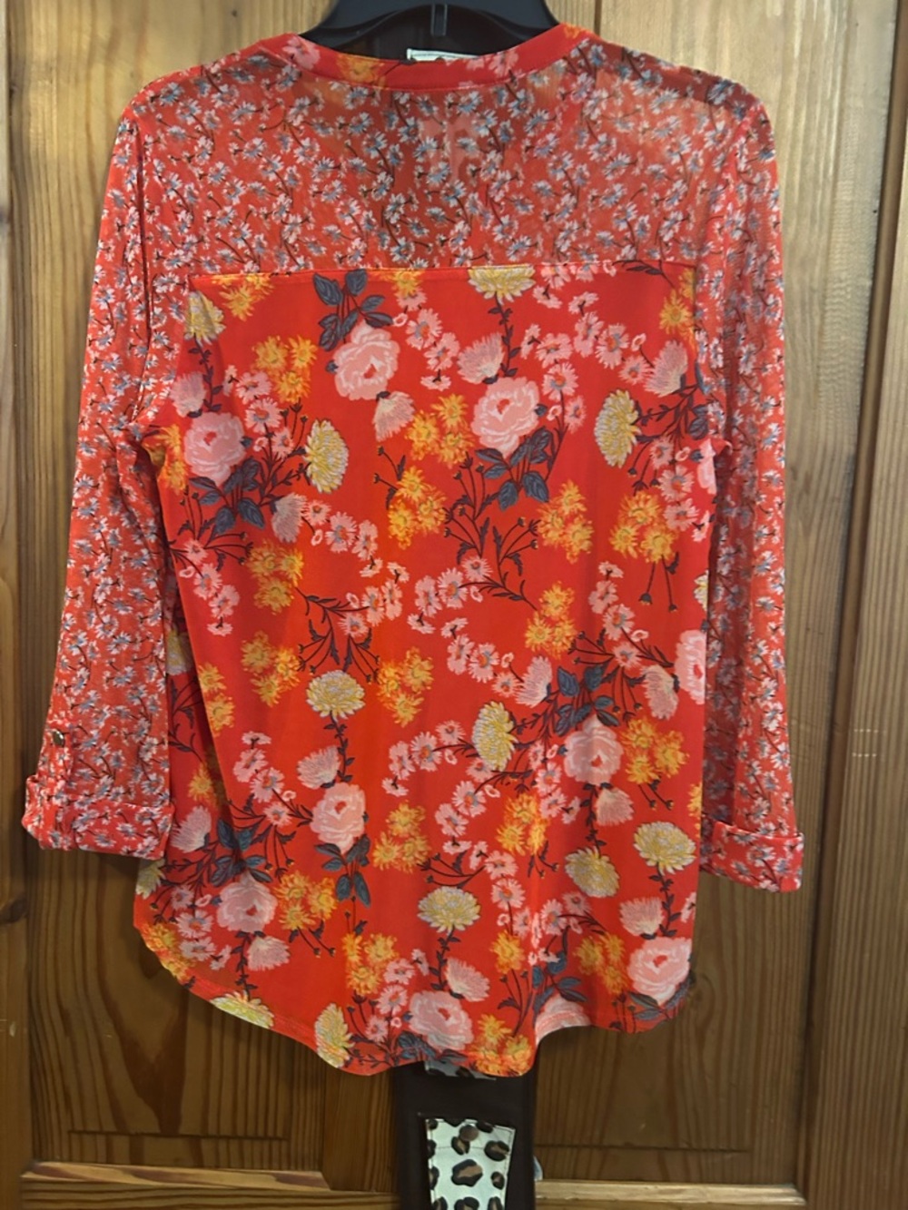 Ava & Grace Red Floral Long-Sleeve Blouse